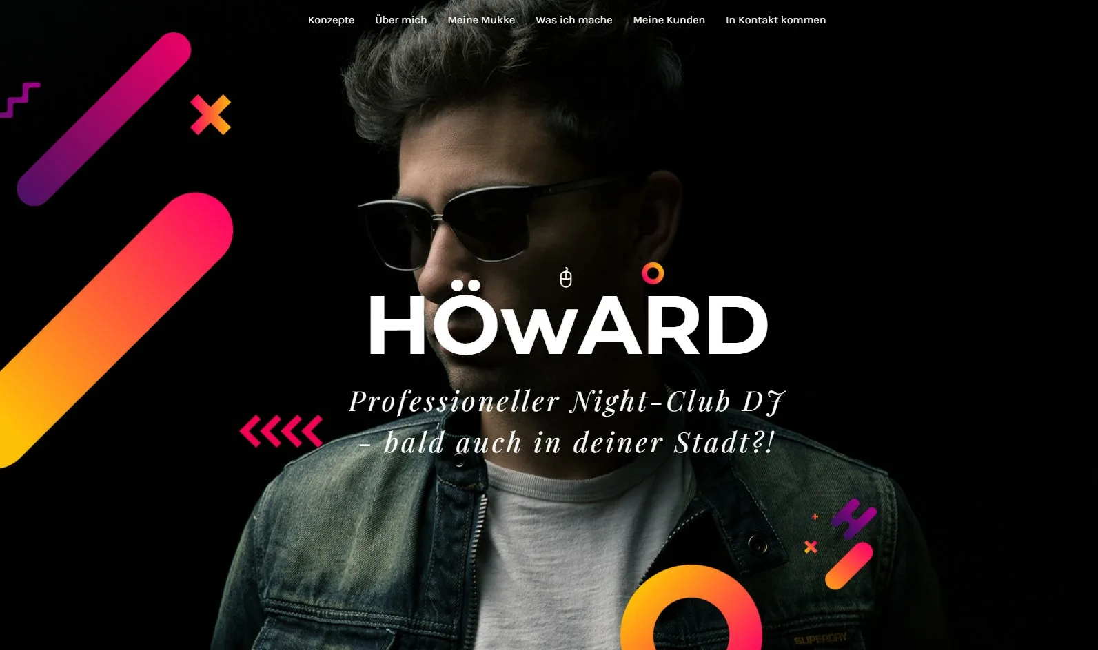 Beispiel eines Webdesigns für einen Night-Club-DJ